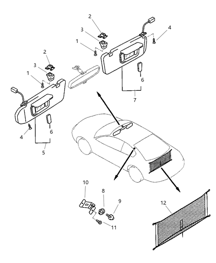 2003 Chrysler Sebring Coupe Sunvisor Diagram