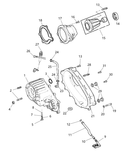 2010 Dodge Dakota Case & Extension & Related Parts Diagram 1