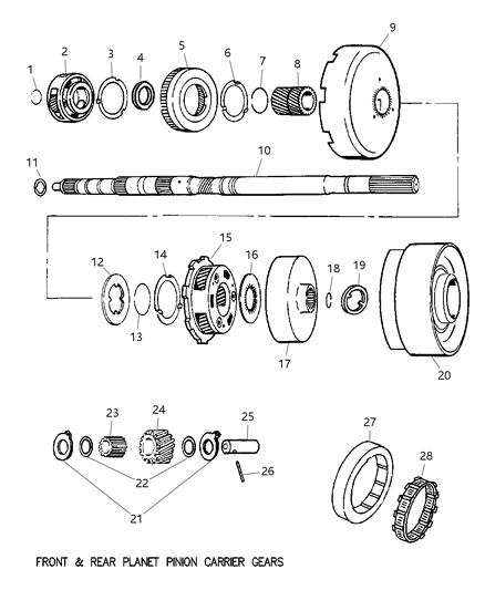 2002 Dodge Ram 2500 Gear Train & Intermediate Shaft Diagram 1