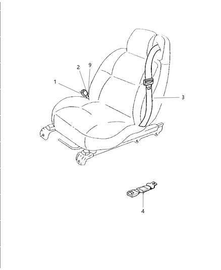 2003 Chrysler Sebring Front Inner Seat Belt With Pre-Tensioner Diagram for TT901BPAE