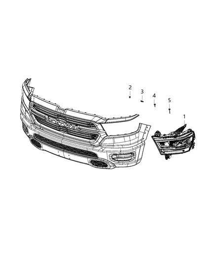 2020 Ram 1500 Lamps, Front Diagram 1