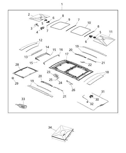 2015 Jeep Renegade Lever-SUNROOF Panel Diagram for 68324500AA