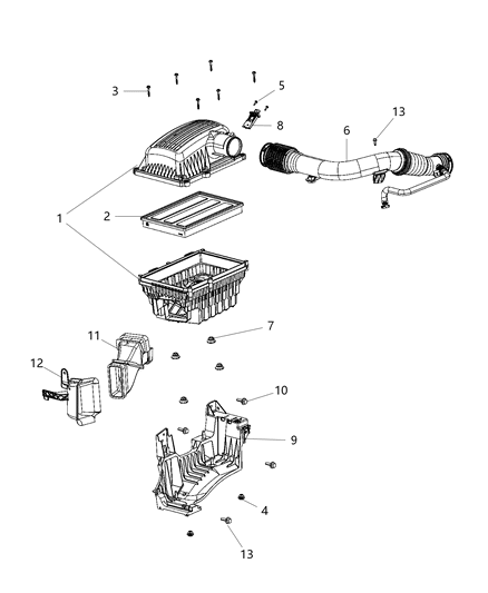 2021 Ram 1500 Air Cleaner Duct Diagram for 68264892AB