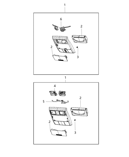 2017 Dodge Journey Lamp-Overhead Console Diagram for 1NU58HDAAA