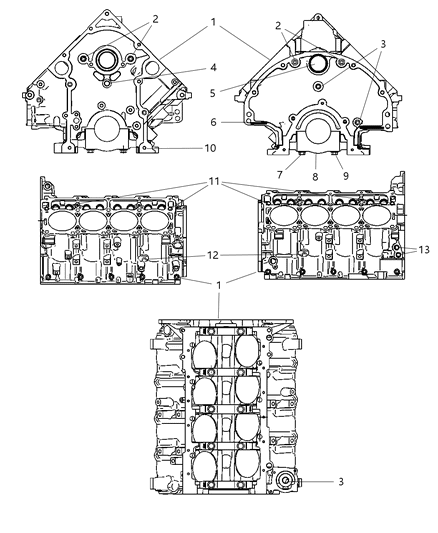 2010 Jeep Commander Cylinder Block & Hardware Diagram