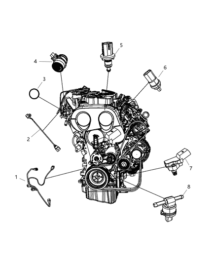 2007 Chrysler Sebring Sensors - Engine Diagram 1