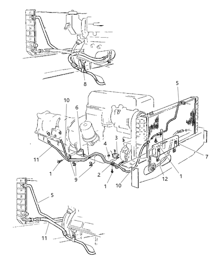 1997 Jeep Cherokee Transmission Oil Cooler & Lines Diagram 1