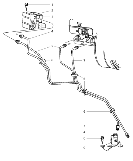 2006 Dodge Dakota Line-Brake Diagram for 52013176AF