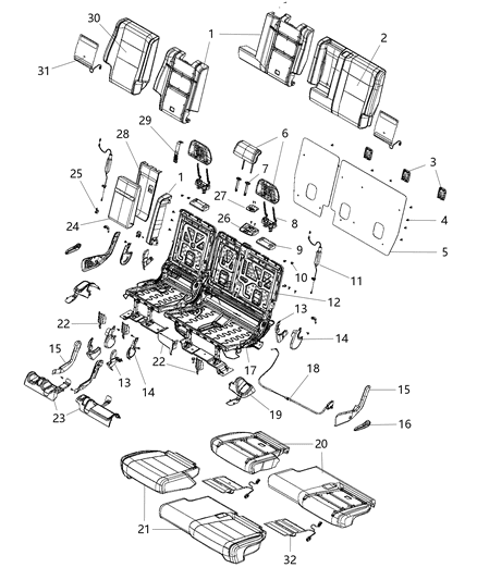 2015 Jeep Grand Cherokee Rear Seat - Split Seat Diagram 3