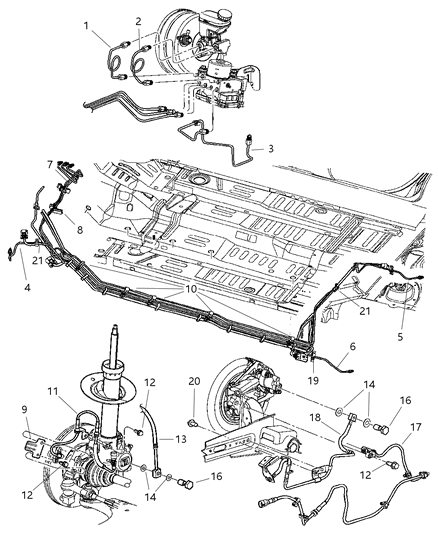 2002 Chrysler PT Cruiser Lines & Hoses, Brake Diagram 1