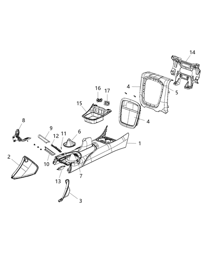 2013 Dodge Viper Console-BULKHEAD Trim Diagram for 1WT42DX9AA