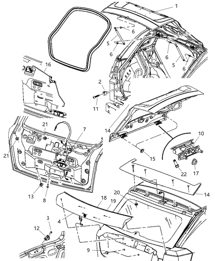 2008 Dodge Caliber Liftgate Tailgate-Hinge Right Diagram for 4589530AA