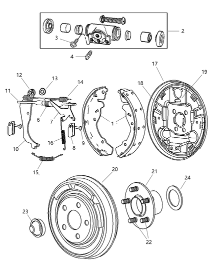 2005 Dodge Neon Brakes, Rear Drum Diagram