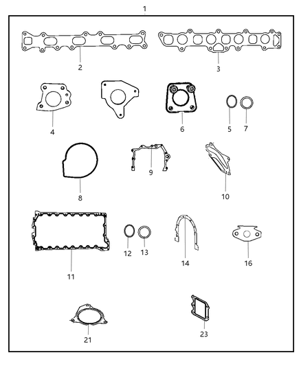 2010 Jeep Wrangler Engine Gasket Kits Diagram 1