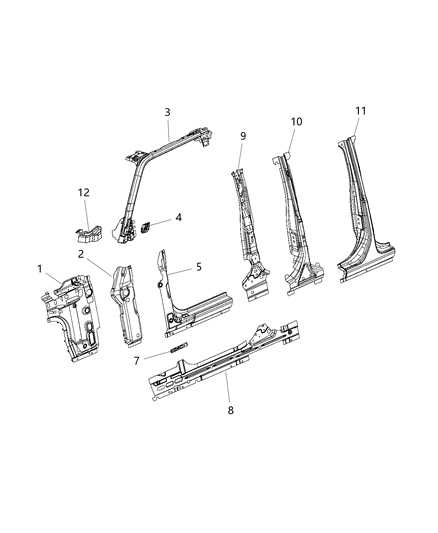 2018 Jeep Wrangler Panel-Body Side Aperture Front Diagram for 68302715AB