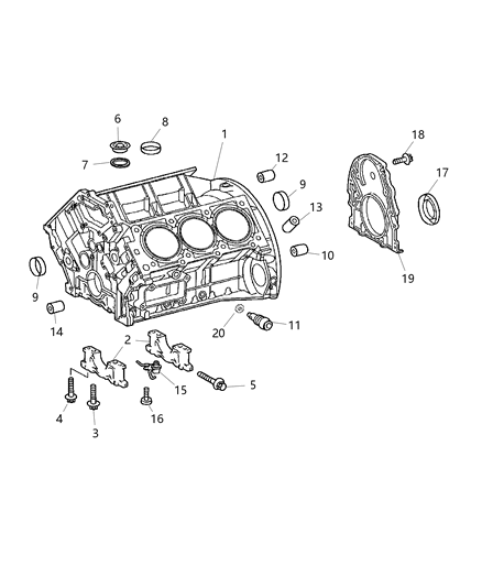 2005 Chrysler Crossfire Block-Engine Cylinder Diagram for 5102901AA