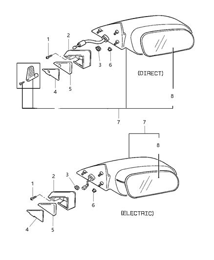 1999 Dodge Avenger Mirror, Exterior Diagram