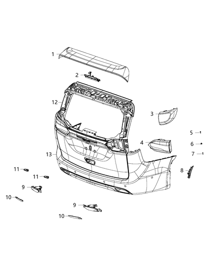 2018 Chrysler Pacifica Lighting, Rear Tail Lamps & Rear Diagram