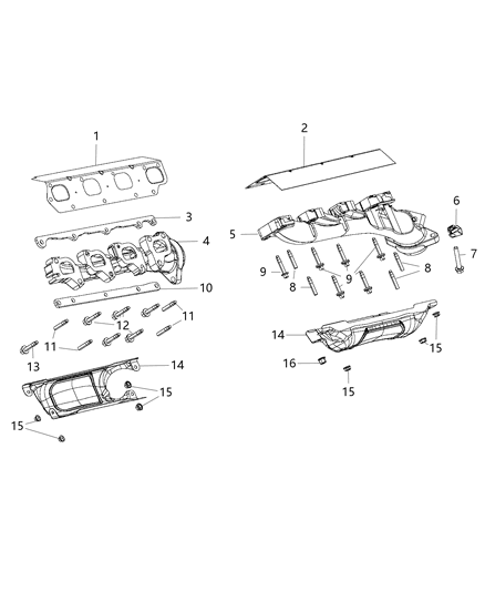 2020 Ram 1500 Exhaust Manifold & Heat Shield Diagram 2