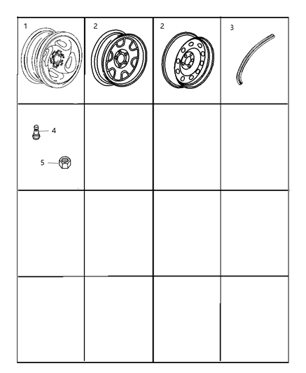 2006 Dodge Durango Wheels & Hardware Diagram