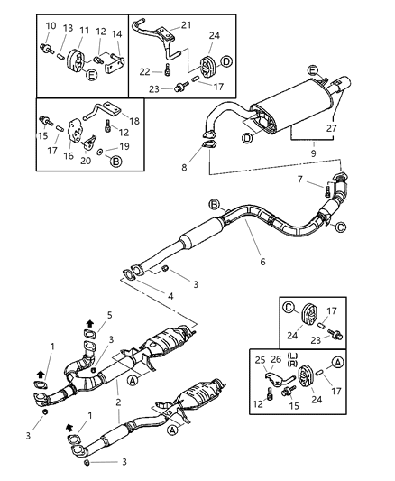 2001 Dodge Stratus Exhaust Pipe & Muffler Diagram