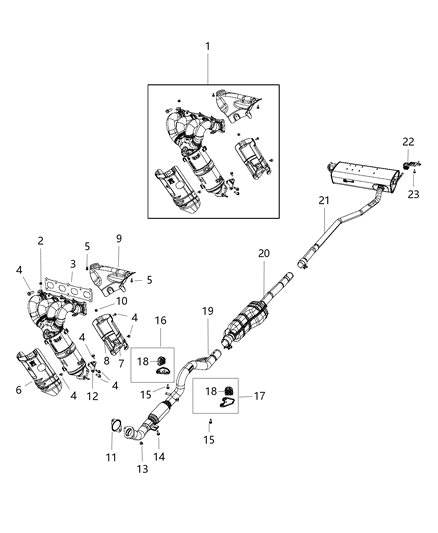 2018 Jeep Compass Exhaust Muffler Diagram for 68249233AC