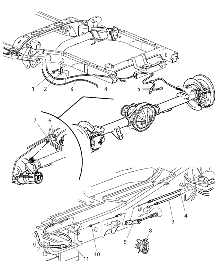 2007 Dodge Ram 2500 Parking Brake Cable, Rear Diagram