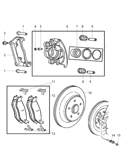 2005 Dodge Durango Brakes, Rear, Disc Diagram