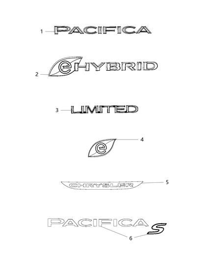 2020 Chrysler Voyager Nameplates, Emblems And Medallions Diagram