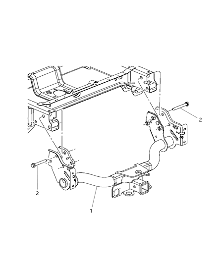 2011 Dodge Dakota Tow Hooks & Hitches, Rear Diagram