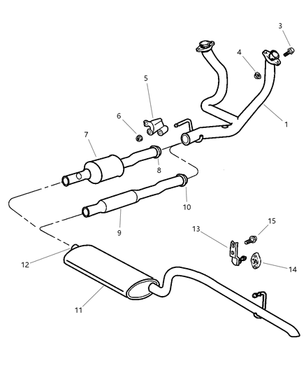 2000 Jeep Grand Cherokee Exhaust Muffler And Tailpipe Diagram for 52101095AB