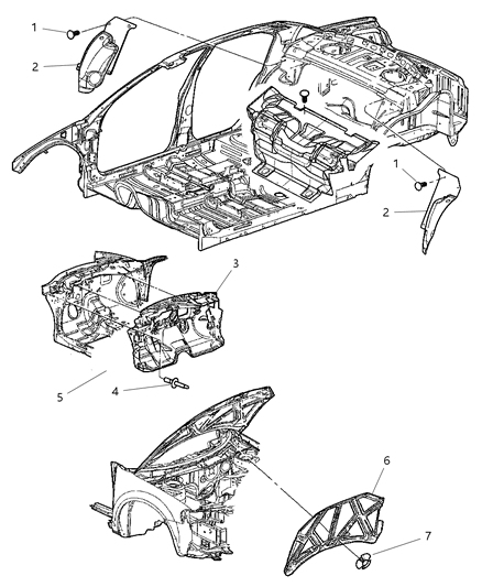 2005 Chrysler Sebring Cowl And Dash Panel Silencers Diagram