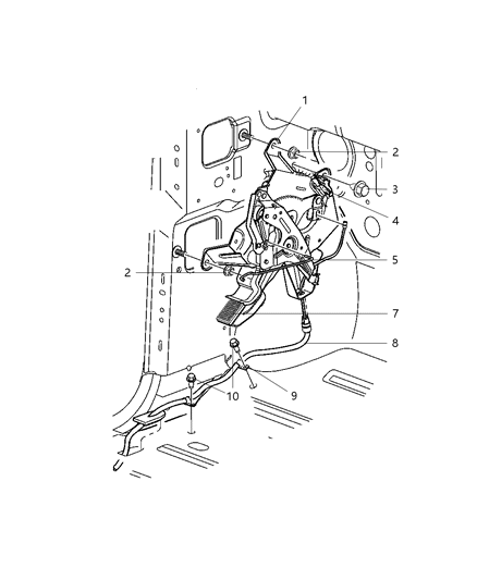 2008 Dodge Durango Park Brake Lever Assembly & Cable, Front Diagram