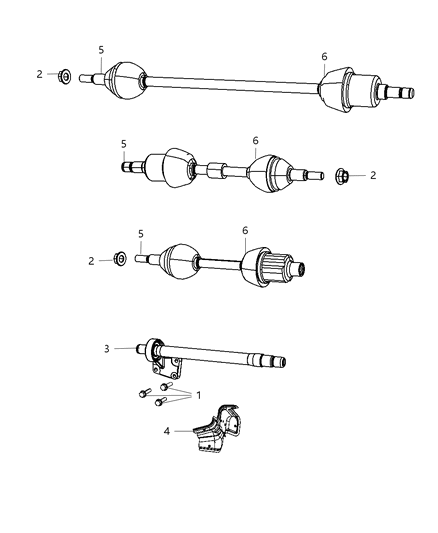 2008 Chrysler Town & Country Shafts, Front Axle Diagram