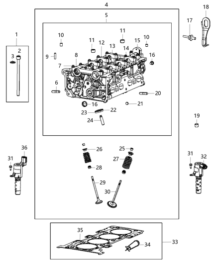 2019 Dodge Journey Head Kit-Engine Cylinder Diagram for 68004168AI