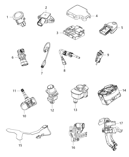 2016 Ram 1500 Sensors - Body Diagram