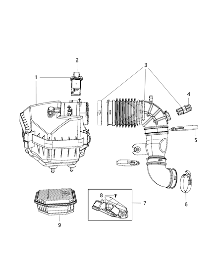 2011 Jeep Wrangler Air Cleaner Hose Diagram for 4721136AF