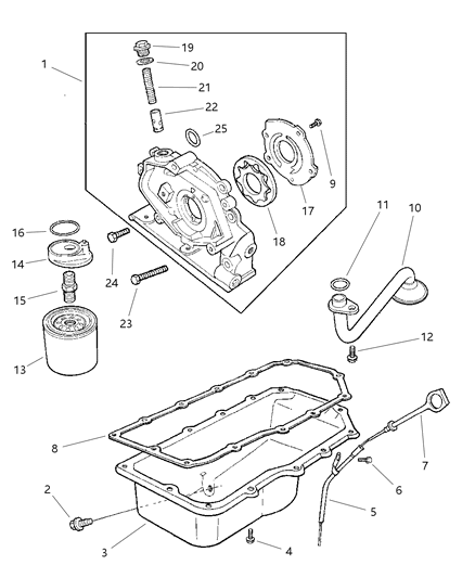 1999 Dodge Avenger Engine Oiling Diagram 1