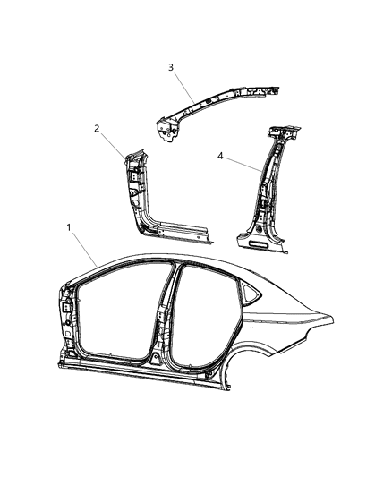 2012 Dodge Dart Reinforce-Body Side Aperture Front Diagram for 68080972AA