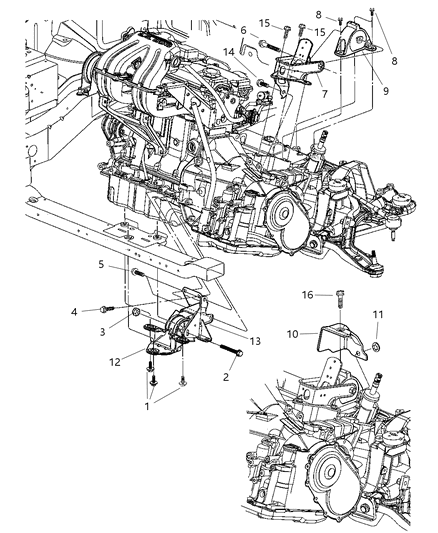 2004 Chrysler Town & Country Mount, Front & Rear Transmission Diagram