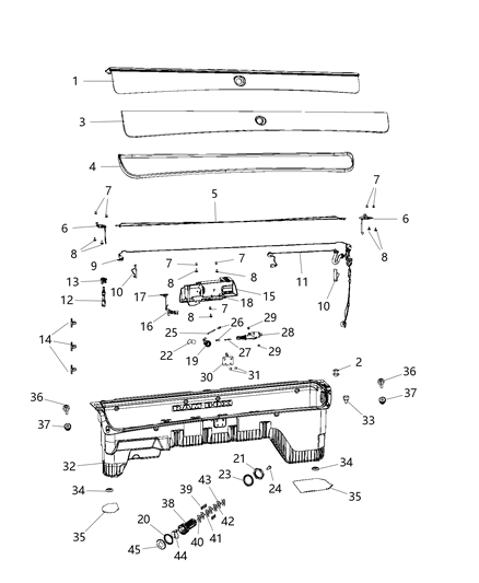 2014 Ram 1500 APPLIQUE-Storage Bin Diagram for 1WX171LBAA