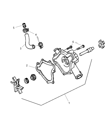 2000 dodge ram clearance 1500 water pump