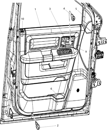 2011 Ram 3500 Panel-Front Door Trim Diagram for 1EA37XDVAE