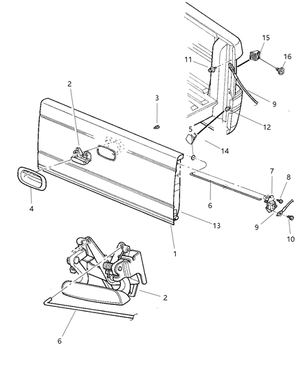 2001 Dodge Dakota Panel Diagram for 55257014AC