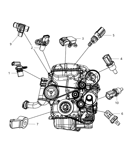 2009 Dodge Avenger Sensors, Engine Diagram 1