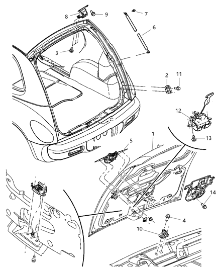 2009 Chrysler PT Cruiser LIFTGATE Diagram for 68045946AA