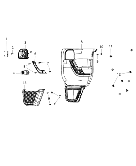 2016 Jeep Wrangler Rear Door Trim Panel Diagram 1