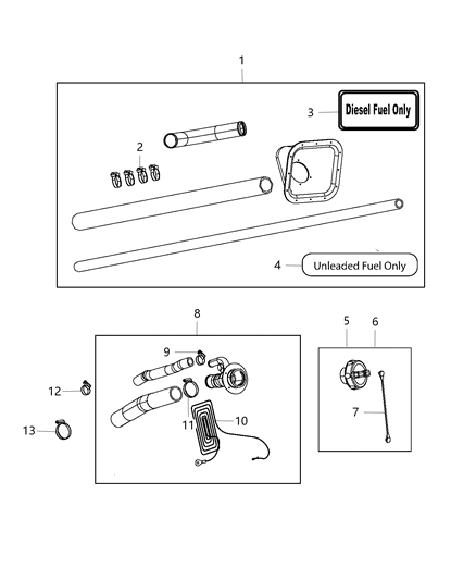 2013 Ram 3500 Tube-Fuel Filler Diagram for 5031036AD