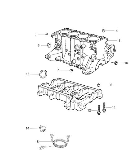 2004 Chrysler PT Cruiser Cylinder Block & Related Parts Diagram 4