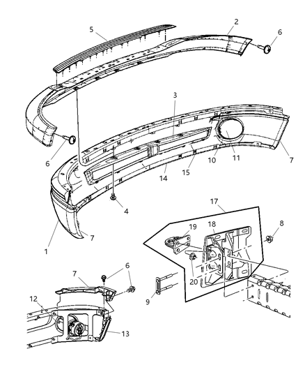 2006 Dodge Ram 2500 Panel-Front Bumper Diagram for 55077631AA